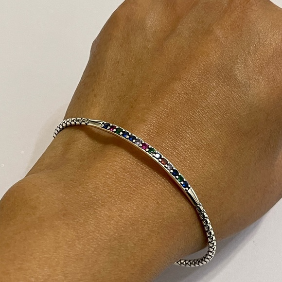 Solid Sterling Silver 925 Cuff Bangle Bracelet - Picture 9 of 13